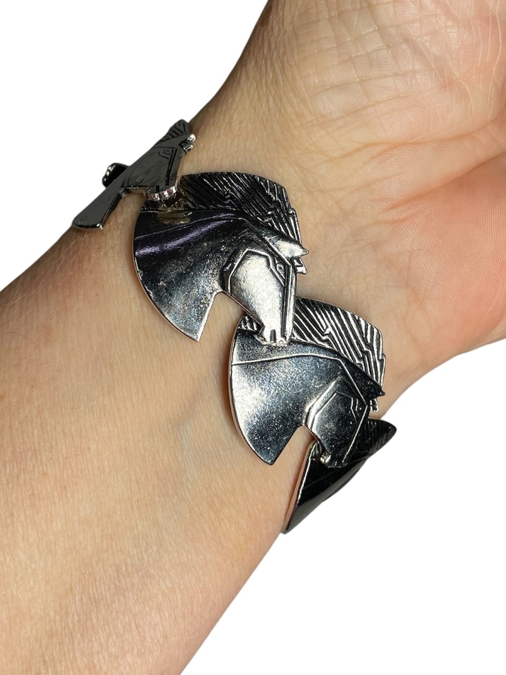 Vintage Laurel Burch 1980’s Wild Stallions Silver-tone Horse Head Link Bracelet